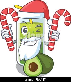 Santa con la caramella avocado frullati in forma cartoon Illustrazione Vettoriale