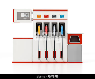 Moderna pompa carburante isolati su sfondo bianco. 3D'illustrazione. Foto Stock