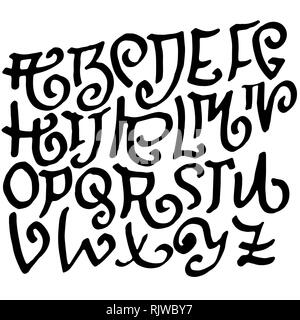 Alfabeto semplici lettere. Handdrawn grunge font di inchiostro. Illustrazione Vettoriale. Illustrazione Vettoriale