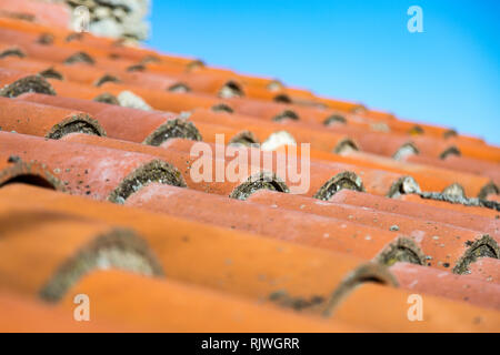 Tipico pantiles nel sud del villaggio francese Eus. Foto Stock