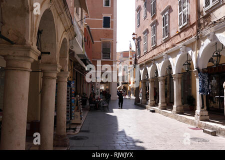 CORFU OLD TOWN CENTER. Corfù Foto Stock