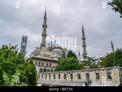 Parte di Sultan Ahmed moschea di Istanbul, Turchia. La moschea è stata costruita tra il 1609 e il 1616 durante la regola di Ahmed I. Foto Stock