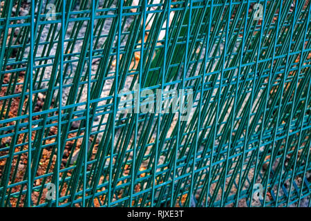 Pacchetto di acciaio zincato di pannelli per la recinzione con una polvere rivestita di colore verde di close-up Foto Stock