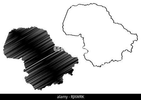 Dak Lak provincia (Repubblica socialista del Vietnam, suddivisioni del Vietnam) mappa illustrazione vettoriale, scribble schizzo Tinh Dac Nong mappa Illustrazione Vettoriale