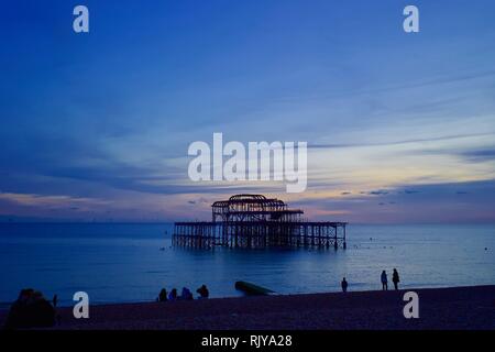 Molo Ovest, Brighton East Sussex, Inghilterra Foto Stock