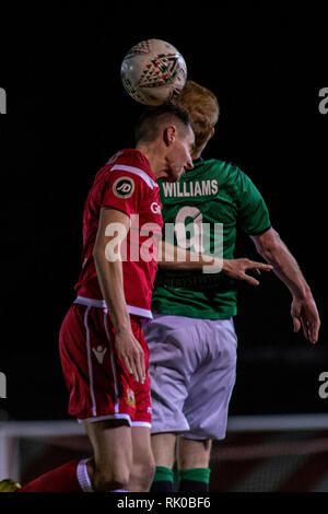 Llanelli, Regno Unito. Il giorno 08 Febbraio, 2019. Llanelli Town host Aberystwyth Town a Stebonheath Park nella Welsh Premier League. Credito: Lewis Mitchell/Alamy Live News Foto Stock