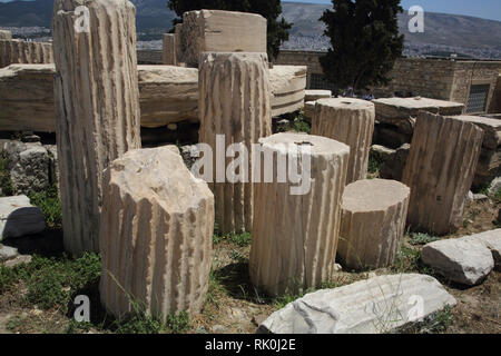 Acropoli di Atene Grecia colonne Foto Stock