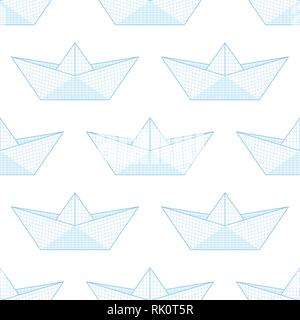 Modello senza cuciture della carta piegata barche Illustrazione Vettoriale