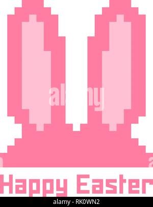 Pixel Art bunny logo orecchie Illustrazione Vettoriale
