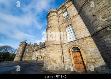 Ingresso al Palazzo di Holyroodhouse ad Edimburgo, Scozia, Regno Unito Foto Stock