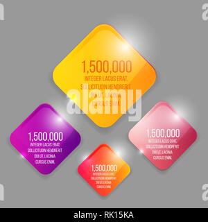Trasparente come il vetro vettore set di rombo in giallo, viola e rosa con colorate il modello di etichetta per il web e la stampa di decorazione, vendita di firmare o di sconto post Illustrazione Vettoriale