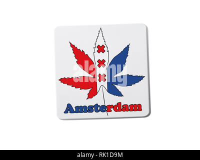 Amsterdam (Paesi Bassi) souvenir magnete da frigorifero isolati su sfondo bianco Foto Stock