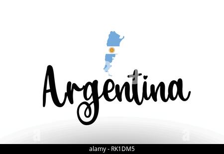 Argentina paese grande testo con bandiera mappa interno adatto per un logo design icona Illustrazione Vettoriale