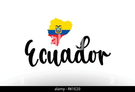 Ecuador paese grande testo con bandiera mappa interno adatto per un logo design icona Illustrazione Vettoriale