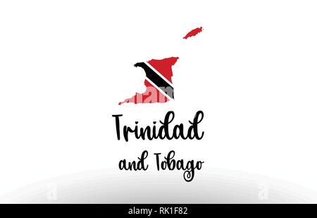 Trinidad e Tobago paese grande testo con bandiera mappa interno adatto per un logo design icona Illustrazione Vettoriale