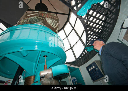 Interno del faro in Arranmore Island, County Donegal, Irlanda Foto Stock