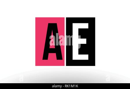 Alfabeto lettera di combinazione di logo ae una e design con il nero rosa bianco colori adatti per una società o business Illustrazione Vettoriale