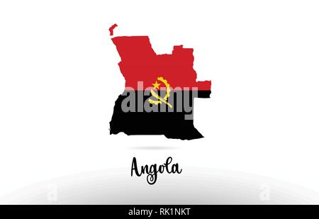 Angola bandiera del paese all'interno di confini mappa design adatto per un logo design icona Illustrazione Vettoriale