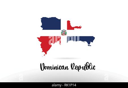Repubblica Dominicana bandiera del paese all'interno di confini mappa design adatto per un logo design icona Illustrazione Vettoriale