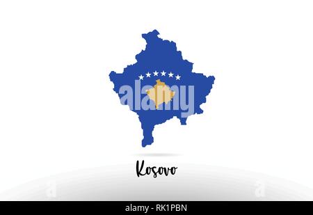 Il Kosovo bandiera del paese all'interno di confini mappa design adatto per un logo design icona Illustrazione Vettoriale