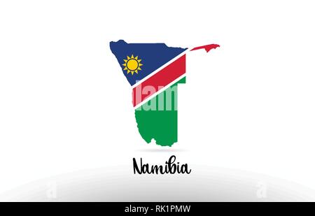 Namibia bandiera del paese all'interno di confini mappa design adatto per un logo design icona Illustrazione Vettoriale