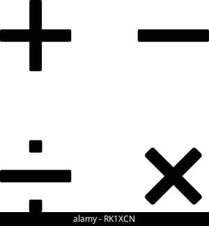 Illustrazione Vettoriale semplice i simboli matematici, set di segni, raccolta in colore nero isolato su sfondo bianco. Illustrazione Vettoriale