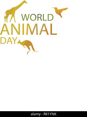 Illustrazione Vettoriale la Giornata mondiale dell'animale banner. World Wildlife Giornata con gli animali. Illustrazione Vettoriale