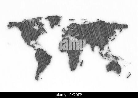 Mappa mondo chalk board isolati su sfondo bianco. 3D render Foto Stock