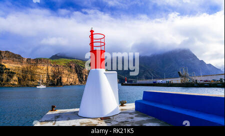Impressionante paesaggio vulcanico in Puerto de las Nieves,Gran Canaria,Spagna Foto Stock