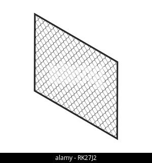 Recinzione isometrica isolato su bianco. Nessun recinto solido. Cancello di ferro. Metallo, ferro battuto, lattice cancelli e recinzioni per cantiere. Vettore Illustrazione Vettoriale