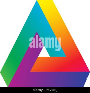 Logo triangolo isometrica, infinito angolo acuto forma geometrica illusione, hipster monogram convergono la linea di sovrapposizione icona infinito, innovazione tech del Illustrazione Vettoriale