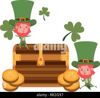 Leprechauns con petto e carattere di monete Illustrazione Vettoriale