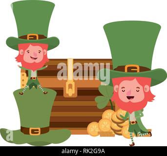 Leprechauns con petto e carattere di monete Illustrazione Vettoriale