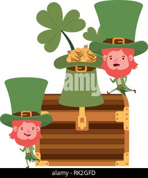 Leprechauns con petto e carattere di monete Illustrazione Vettoriale