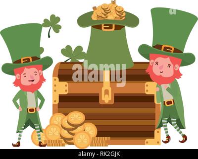 Leprechauns con petto e carattere di monete Illustrazione Vettoriale