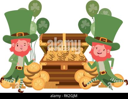 Leprechauns con petto e carattere di monete Illustrazione Vettoriale