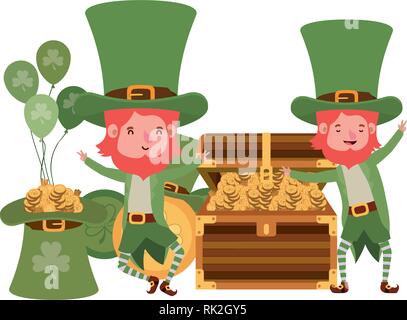 Leprechauns con petto e carattere di monete Illustrazione Vettoriale