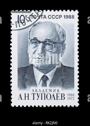Francobollo dall'Unione Sovietica raffiguranti Andrei Nikoayevich Tupolev, ingegnere aeronautico. Foto Stock