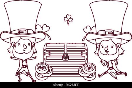 Leprechauns con petto e carattere di monete Illustrazione Vettoriale