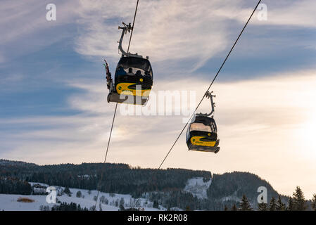 Funivie, gondola del Planai West di Planai & Hochwurzen - sci cuore della regione di Schladming-Dachstein, Ski Amade, Stiria, Austria, Europa Foto Stock