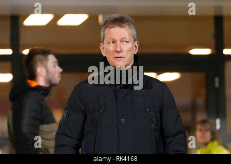 Almelo, Paesi Bassi. 09Feb, 2019. ALMELO, 09-02-2019, Polman Stadium, stagione 2018/2019, olandese Eredivisie, Heracles Almelo Coach Frank Wormuth durante il match Heracles Almelo - Ajax. Credito: Pro scatti/Alamy Live News Foto Stock