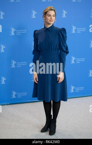 Berlino, Germania, 09 febbraio, 2019.attrice Danica Curcic al photocall per il film fuori rubare cavalli (Ut Og Stjaele Hester) alla sessantanovesima Berlinale Festival Internazionale del Film, sabato 9 febbraio 2019, l'Hotel Grand Hyatt Berlin, Germania. Credito: Doreen Kennedy/Alamy Live News Foto Stock