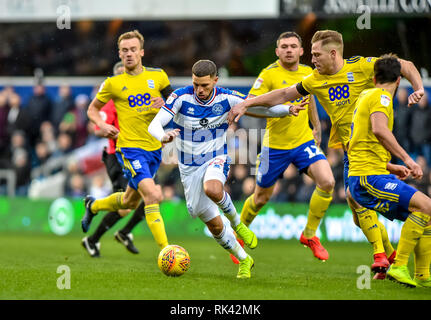 Londra, Regno Unito. 09Feb, 2019. Nahki Pozzetti di Queens Park Rangers sulla palla durante il cielo EFL scommessa match del campionato tra Queens Park Rangers e Birmingham City al Loftus Road Stadium, Londra, Inghilterra il 9 febbraio 2019. Foto di Phil Hutchinson. Solo uso editoriale, è richiesta una licenza per uso commerciale. Nessun uso in scommesse, giochi o un singolo giocatore/club/league pubblicazioni. Credit: UK Sports Pics Ltd/Alamy Live News Foto Stock