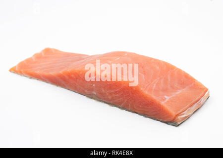 Un singolo, materie Keta filetto di salmone, Oncorhynchus keta, acquistato da un supermercato nel Regno Unito e ha catturato il nord est oceano Pacifico. Inghilterra REGNO UNITO GB. Foto Foto Stock
