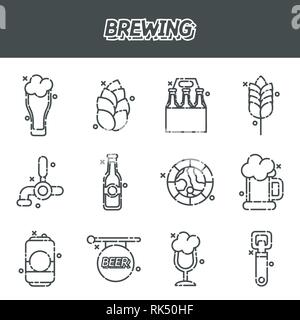 La produzione di birra cartoon set di icone. Illustrazione vettoriale EPS, 10 Illustrazione Vettoriale