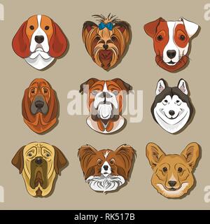 Illustrazione Vettoriale di cani di differenti razze. Illustrazione vettoriale EPS, 10 Illustrazione Vettoriale