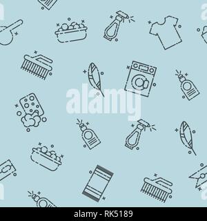 Servizio lavanderia concetto icone pattern con il ferro da stiro e la ricezione di simboli isolati piatta illustrazione vettoriale Illustrazione Vettoriale