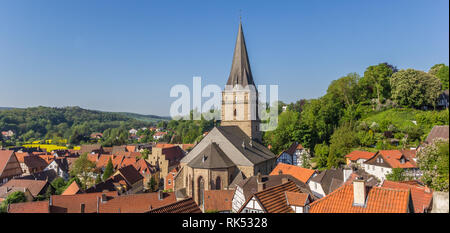 Panorama dello skyline della città storica Warburg, Germania Foto Stock