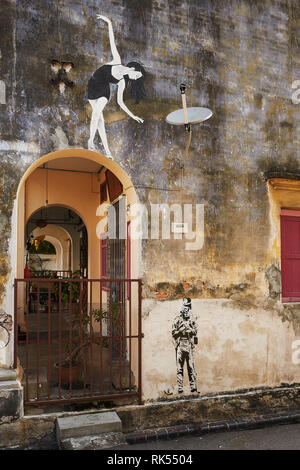 La street art di George Town, Penang, Malaysia Foto Stock