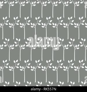 Grigio modello senza cuciture con ramo bianco. vettore Illustrazione Vettoriale